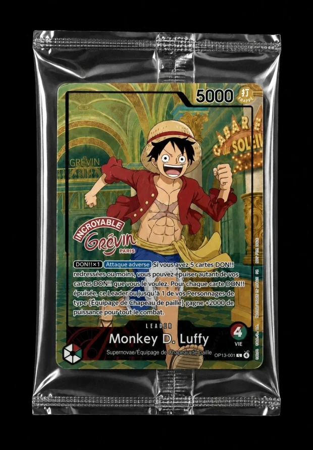 Carte promo Monkey D. Luffy OP13-001 du Musée Grévin, illustration alternative