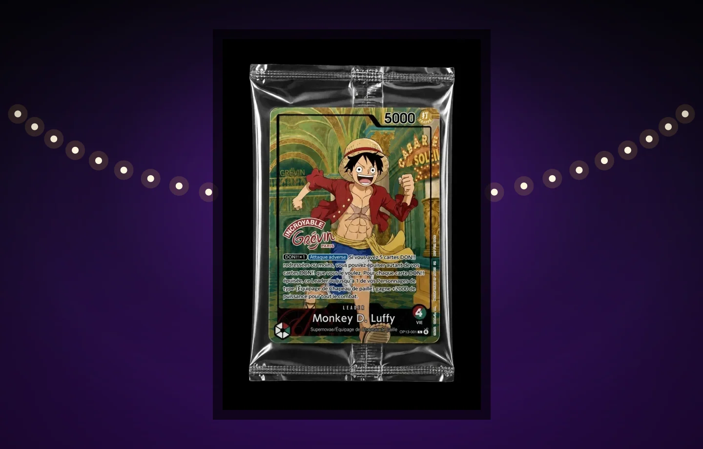 Carte promo Monkey D. Luffy OP13-001 du Musée Grévin, illustration alternative